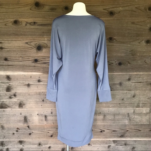 Lemon & Buzz Gray Dolman Sleeve Banded Hem Midi Dress Size Medium - Picture 5 of 13